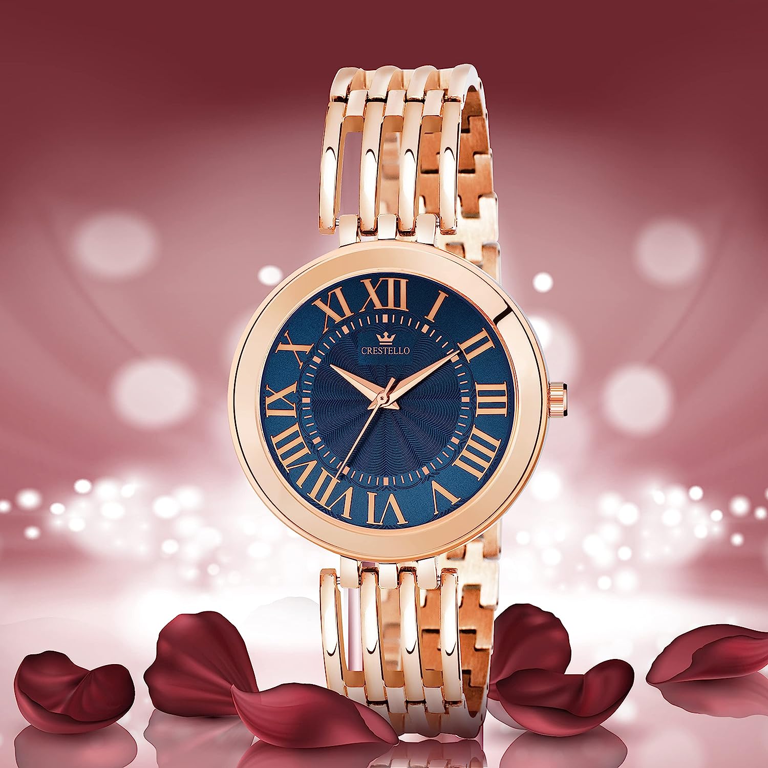 Crestello Rose Gold/Brown Plated Bracelet Analog Wrist Watch for Women - Image 5